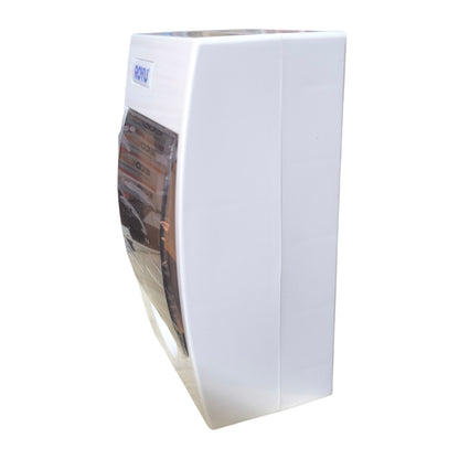 White electronic device with a screen on a white background