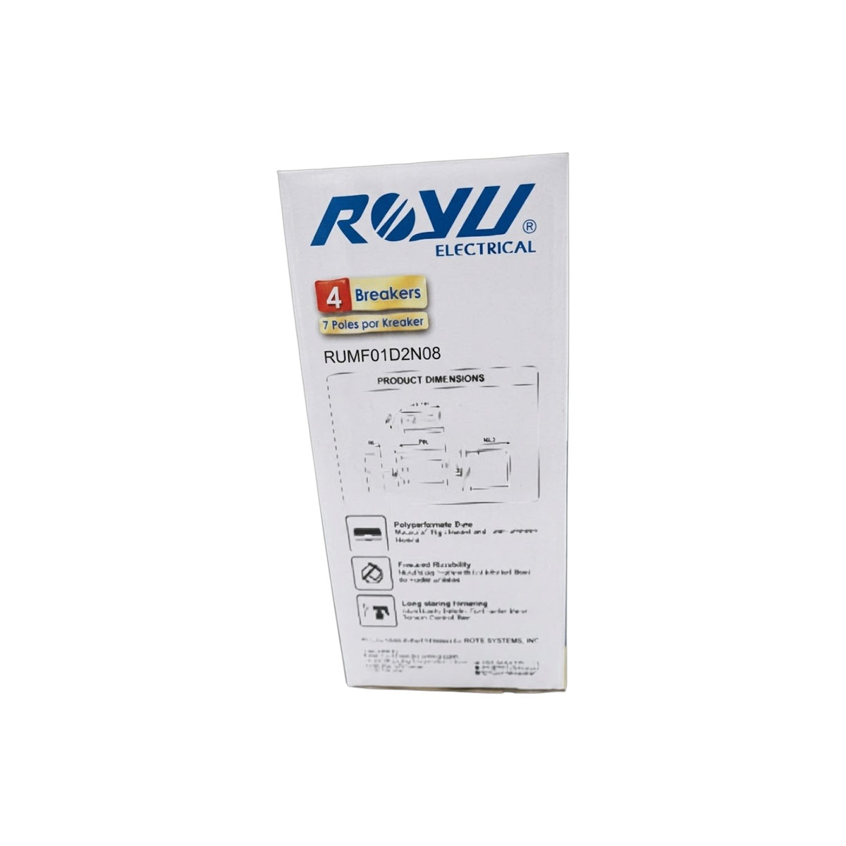 Royu 8 Ways Flush Type Metal Base Distribution Box with Busbar for 8 Breakers 1 Pole RUMF01D1N08