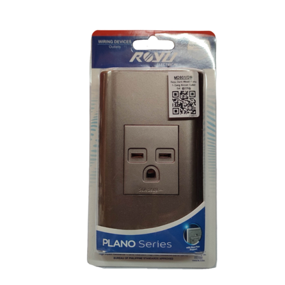 20A aircon outlet with plate from Electx Electrical Supply Plano Series in metallic finish
