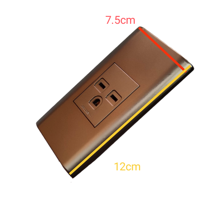 20A aircon outlet with plate by Electx Electrical Supply in brown with dimensions 7.5cm by 12cm
