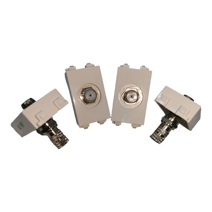 Four small rectangular electronic components with metallic threaded connectors, shown on a plain white background.