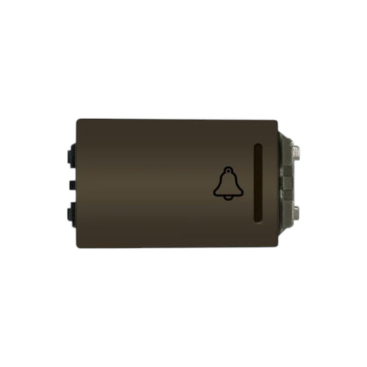 A dark brown rectangular electronic module with a black bell icon printed on the front, shown against a plain white background.
