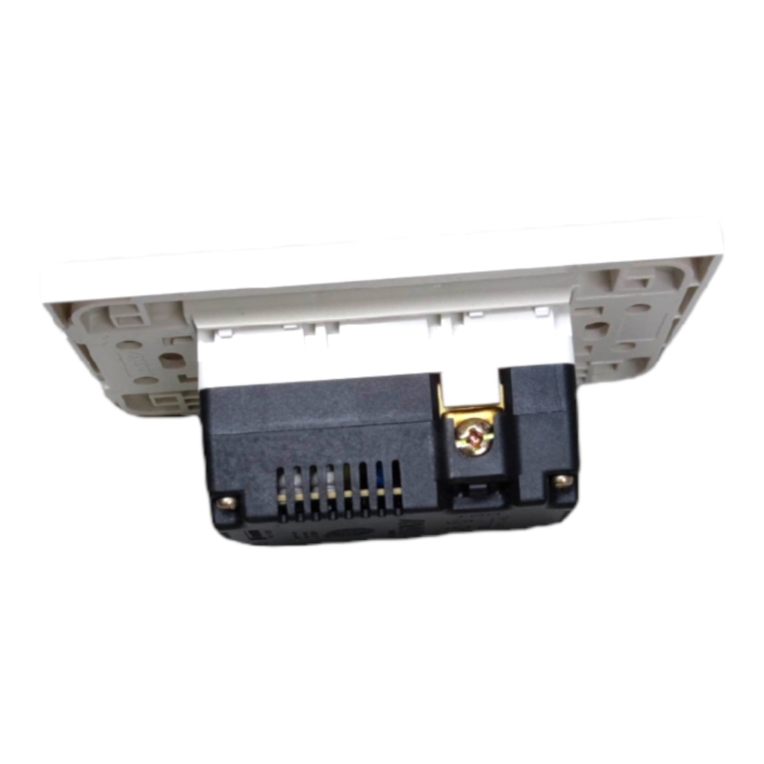 A replacement electronic component or connector module featuring a black plastic housing with a gold screw terminal and a white plastic bracket assembly, shown against a plain white background.