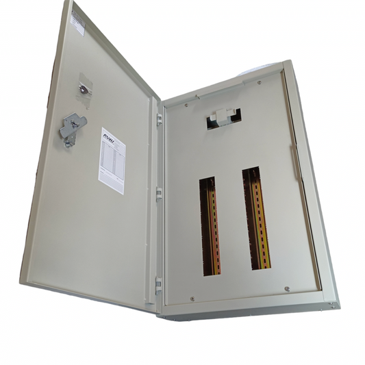 Royu 16 Branches Panel Board Only PB25 electrical distribution panel with open door showing mounting slots