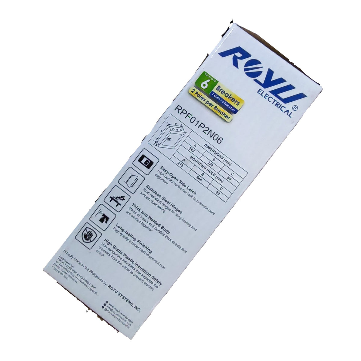 ROLY Electrical RPF01P2N08 6-Bulb LED linear light box packaging, shown at an angle on a plain white background.
