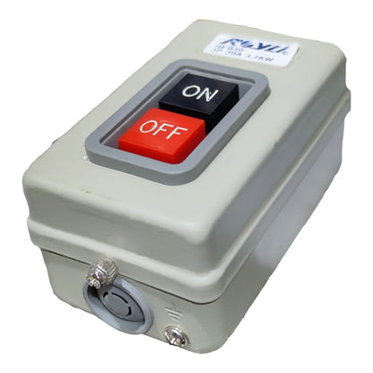 Control box with on/off switch on a white background
