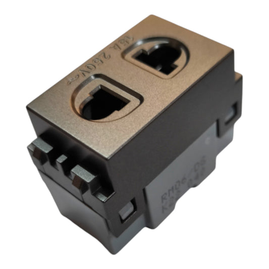 Royu Universal Outlet 15A 250V Dark Gray PLANO Series RMO6/DG - front view
