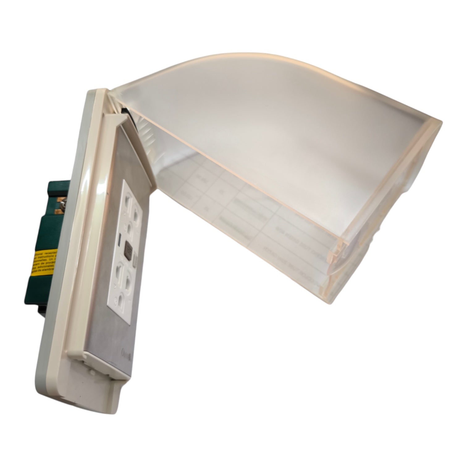 A translucent white plastic light diffuser cover with a built-in control panel and wiring connector, shown on a plain white background.