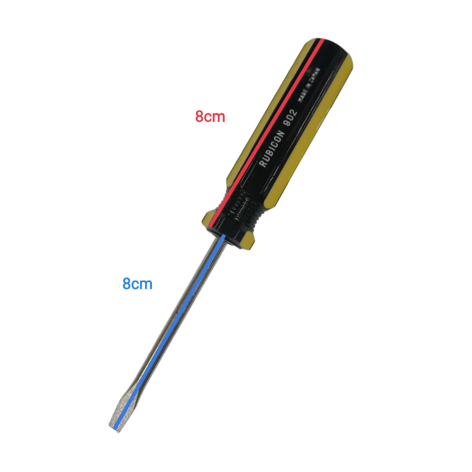 Rubicon Flat Head Screw Driver 902 75mm with black and yellow handle and metal blade