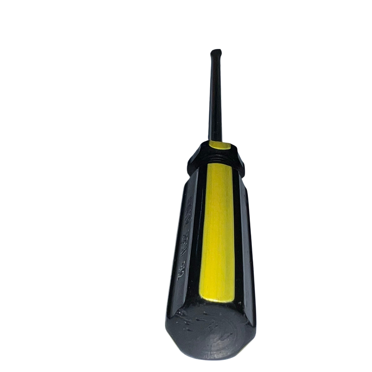 Rubicon Flat Head Screw Driver 902 150mm-5mm with black and yellow handle on black background