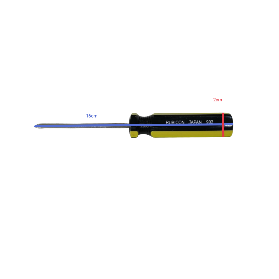 Rubicon industrial Philip screwdriver 5mm shaft with black and yellow handle measuring 18cm total length