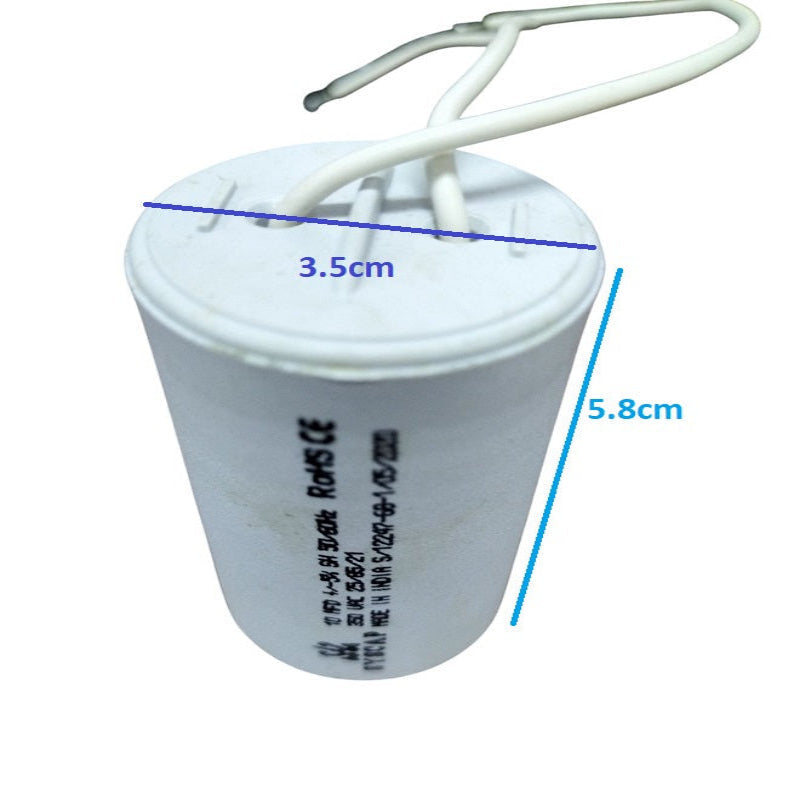 10MFD Motor Running Capacitor with white casing and electrical connections for efficient motor operation