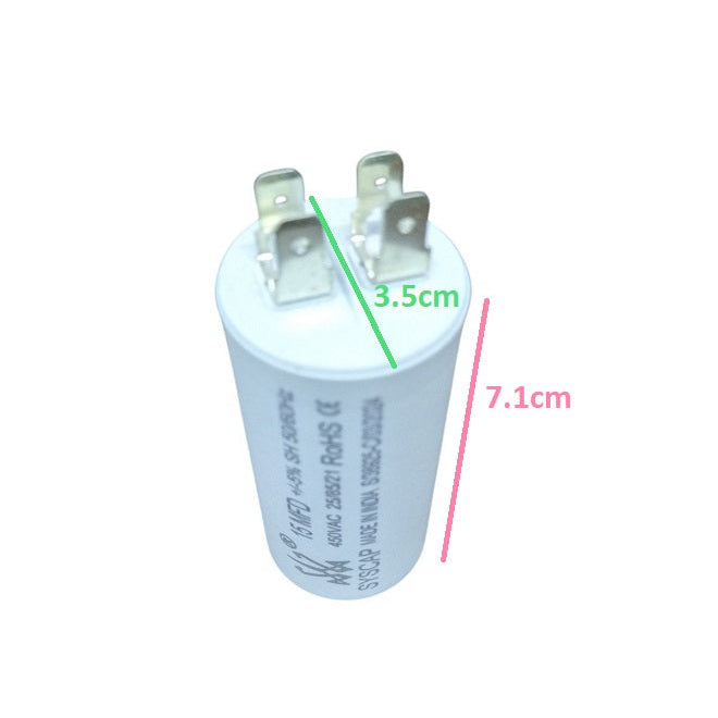 Syscap 15MFD motor running capacitor with three terminals for electrical circuit applications