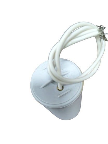 Syscap 20uF 450V motor running capacitor with attached wires for electrical applications