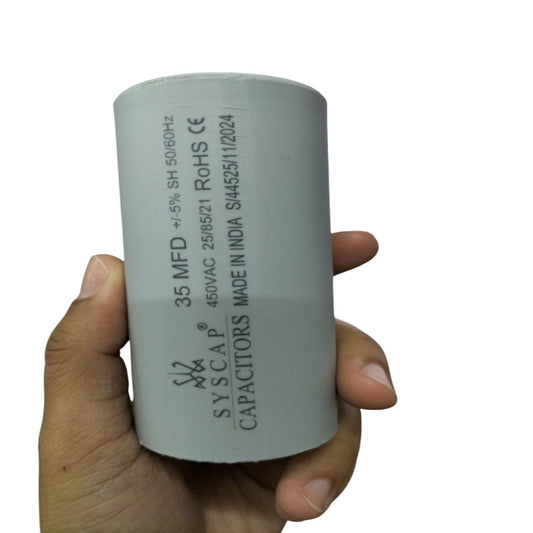 Syscap motor capacitor 35 MFD 450VAC electrical circuitry part