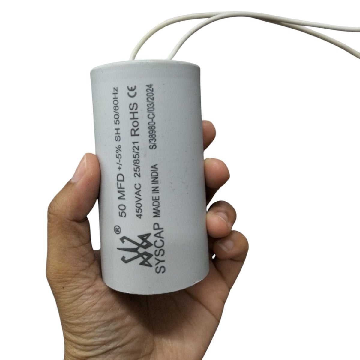 Syscap Motor Capacitor with 50 MFD rating for reliable electrical circuit applications