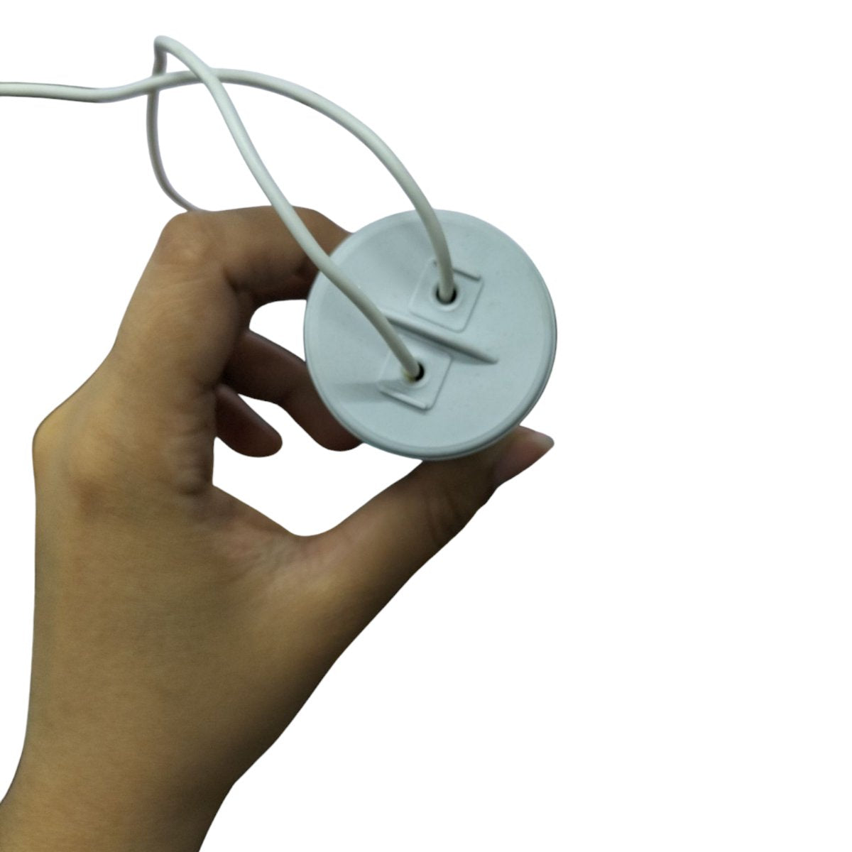 Syscap Motor Capacitor in Hand with Two Electrical Connection Wires for Circuit Applications