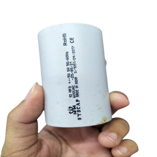 Syscap motor capacitor white cylindrical electrical component for motor circuits