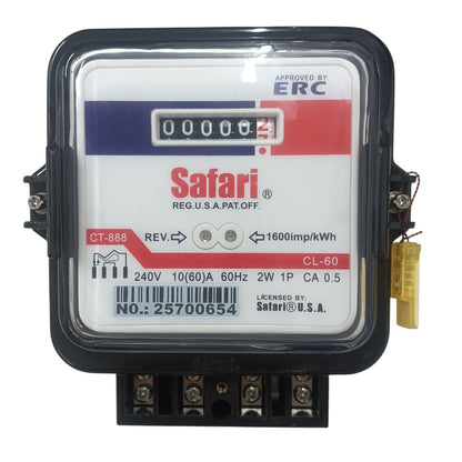 Safari Electric Sub Meter, KWH Single Phase Electric Meter 10(60)A 60HZ 220V 2W CT888