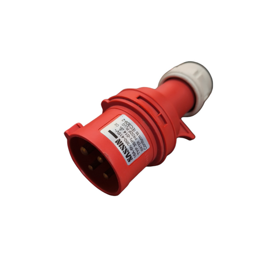 Sassin 16A Industrial Plug in red for heavy-duty electrical connections and circuitry