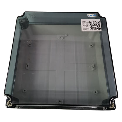 Clear plastic cover with SANNCE branding and QR code on a white background