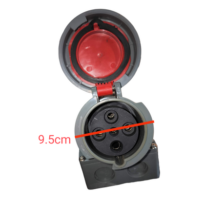 Sassin 4 Pins Industrial Outlet Wall Type with protective red cover for secure electrical connections