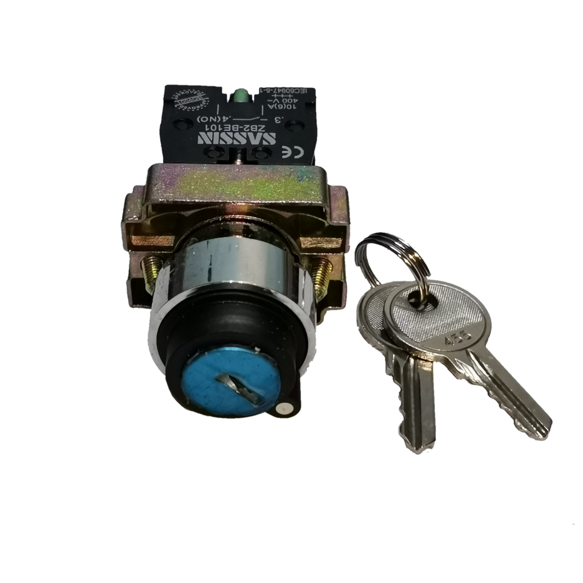 Sassin Key Operated Switch 2P with two metal keys for secure power control