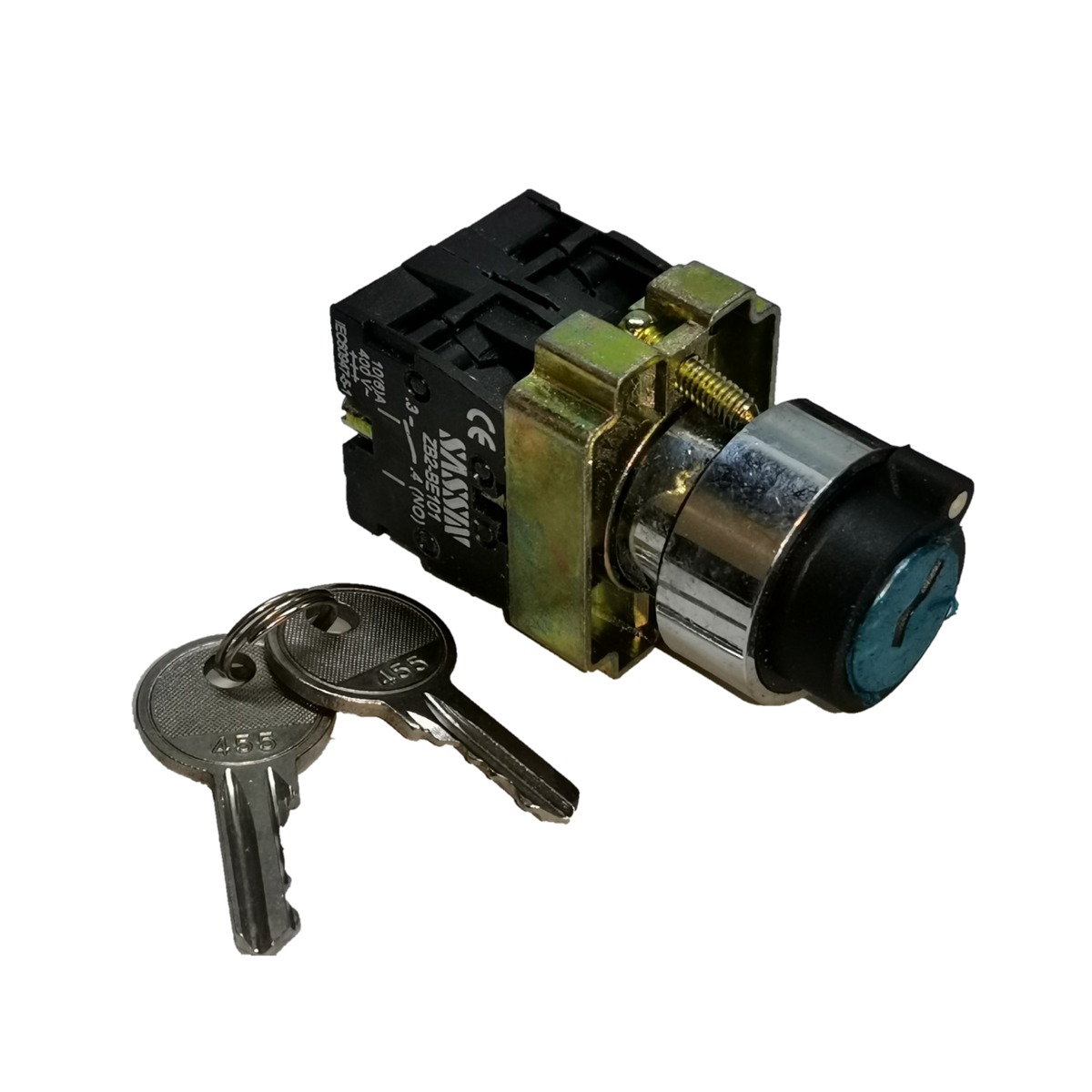 Sassin Key Operated Switch 3P 2NO with two metal keys for electrical control circuits