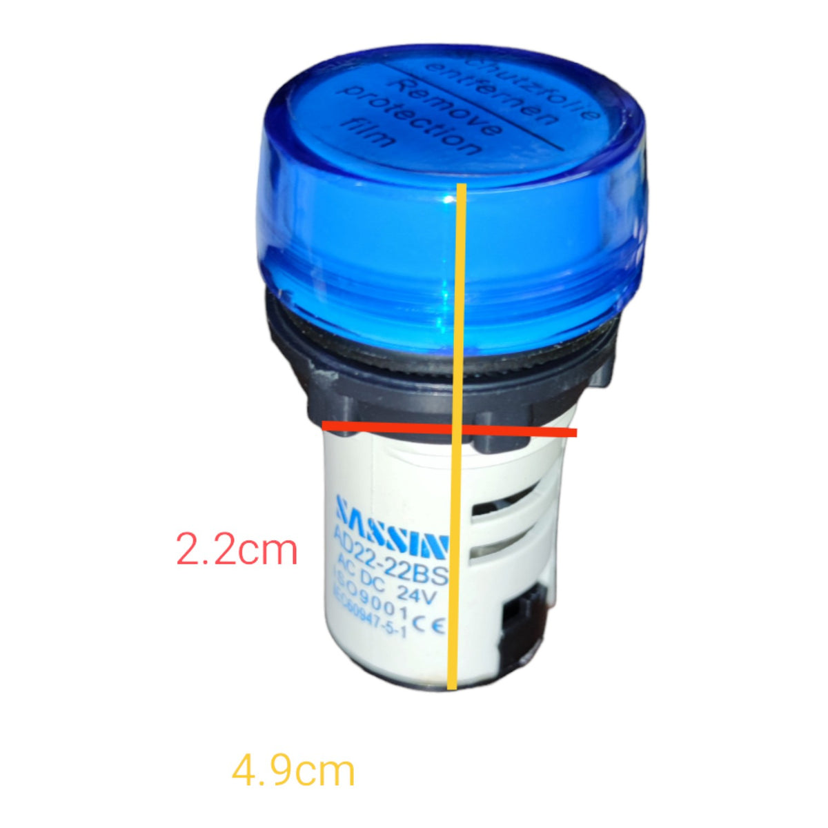 Sassin LED Pilot Lamp 22mm 24V Panel Indicator Pilot Light Blue AD22-22BS24VB Electx Electrical Supply