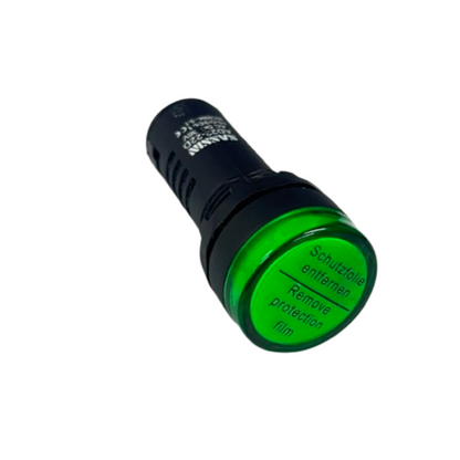 Sassin 22mm LED indicator lamp 36V green panel mount industrial signal light with protective film