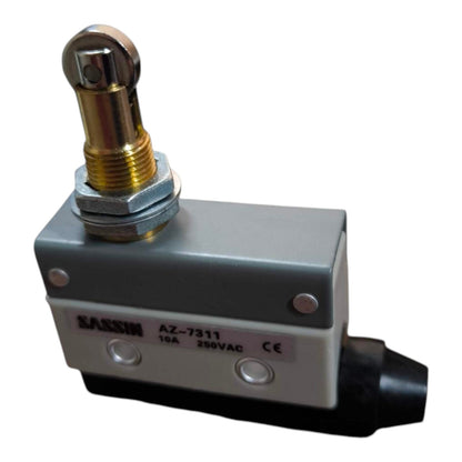 A SASSI AZ-7311 pneumatic valve with a gray metal body, a brass and silver ball valve assembly on top, and a black connector on the side, shown against a white background.