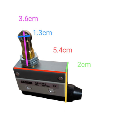 A small industrial solenoid valve with overlaid dimension labels showing 3.6 cm, 1.