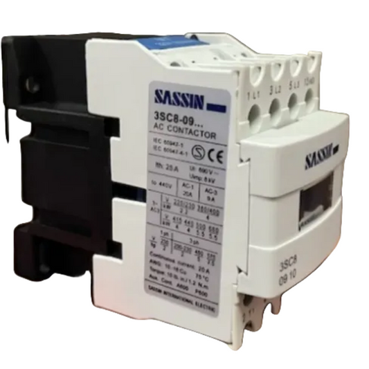 Sassin Magnetic Contactor 9A 3P 1NO Auxiliary Contact 50/60Hz 220V 3SC8-0910