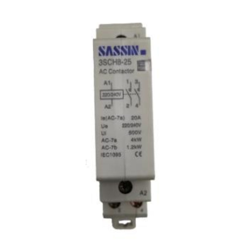 Sassin 20A 220V Miniature Contactor 2NO DIN Rail Type for Electrical Panels