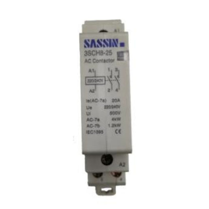 Sassin 20A 220V Miniature Contactor 2NO DIN Rail Type for Electrical Panels