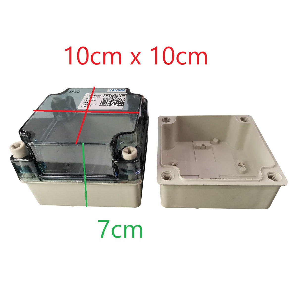 Two rectangular boxes with dimensions labeled on a white background