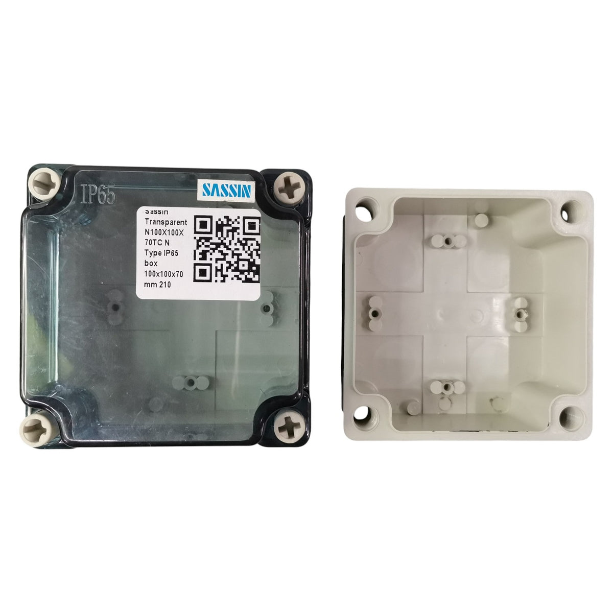 Sassin PVC Box 100x100x70 N-Type Transparent Cover Junction Box, Utility Box, Weatherproof Box for CCTV Wiring Connection
