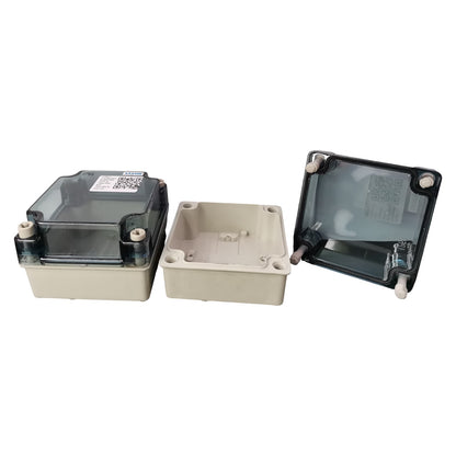 Three electrical boxes of different sizes on a white background