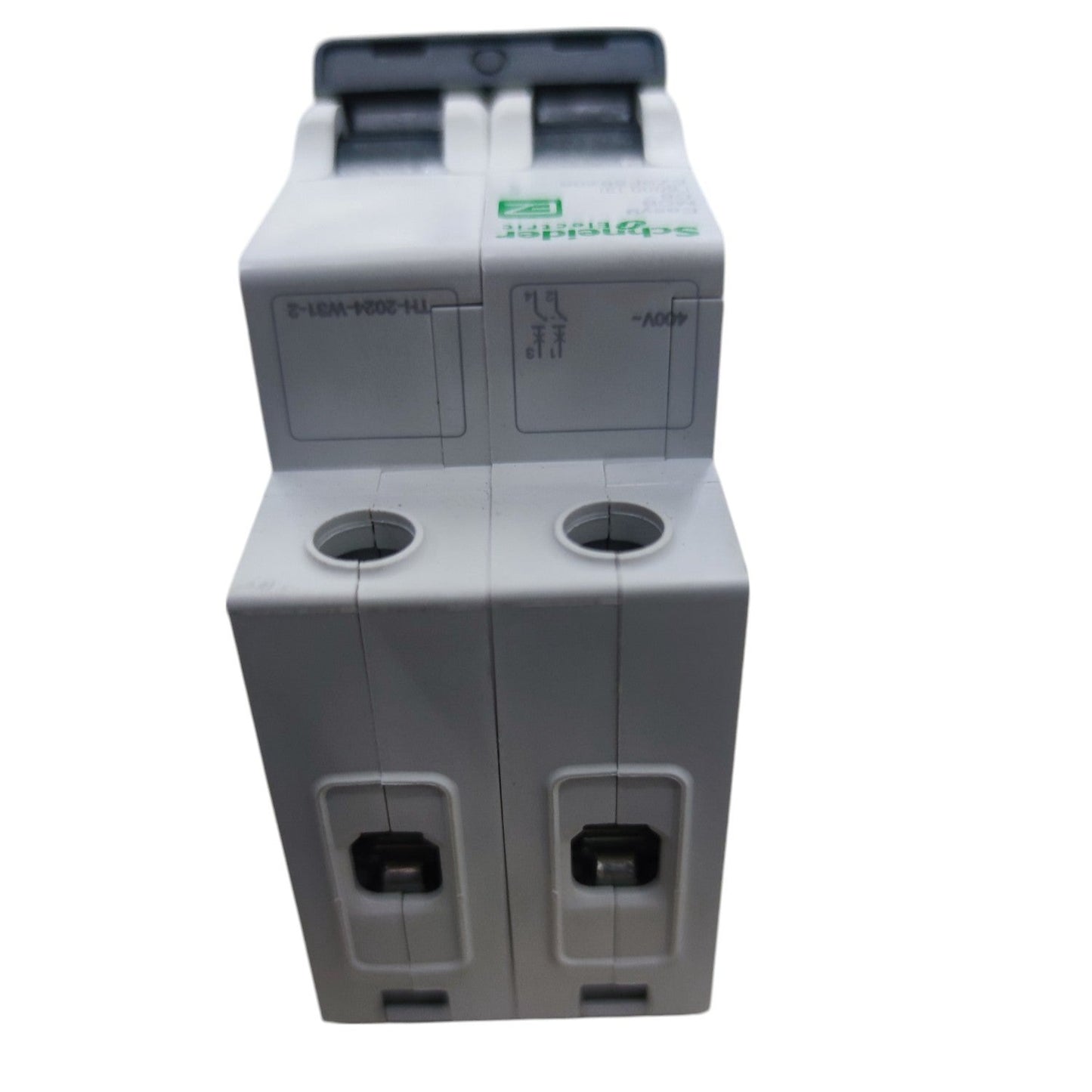 Electrical breaker switch on a white background