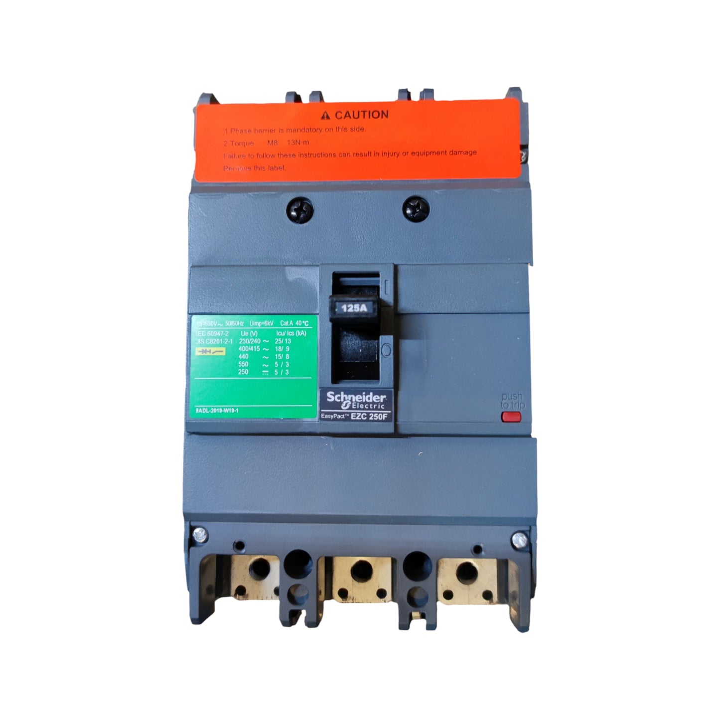 Schneider 125A 3P 18KAIC 400V MCCB Industrial Circuit Breaker Easy Pact EZC250F3125 250AF