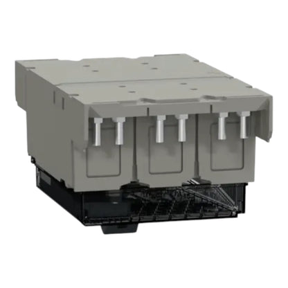 A gray industrial electrical component or terminal block with multiple vertical metal connection posts and a black base, shown on a plain white background.