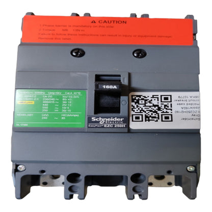 Schneider 160A 2 Pole MCCB Industrial Circuit Breaker Easy Pact Single Phase 36KAIC 250V EZC250H2160 I Electx Electrical Supply