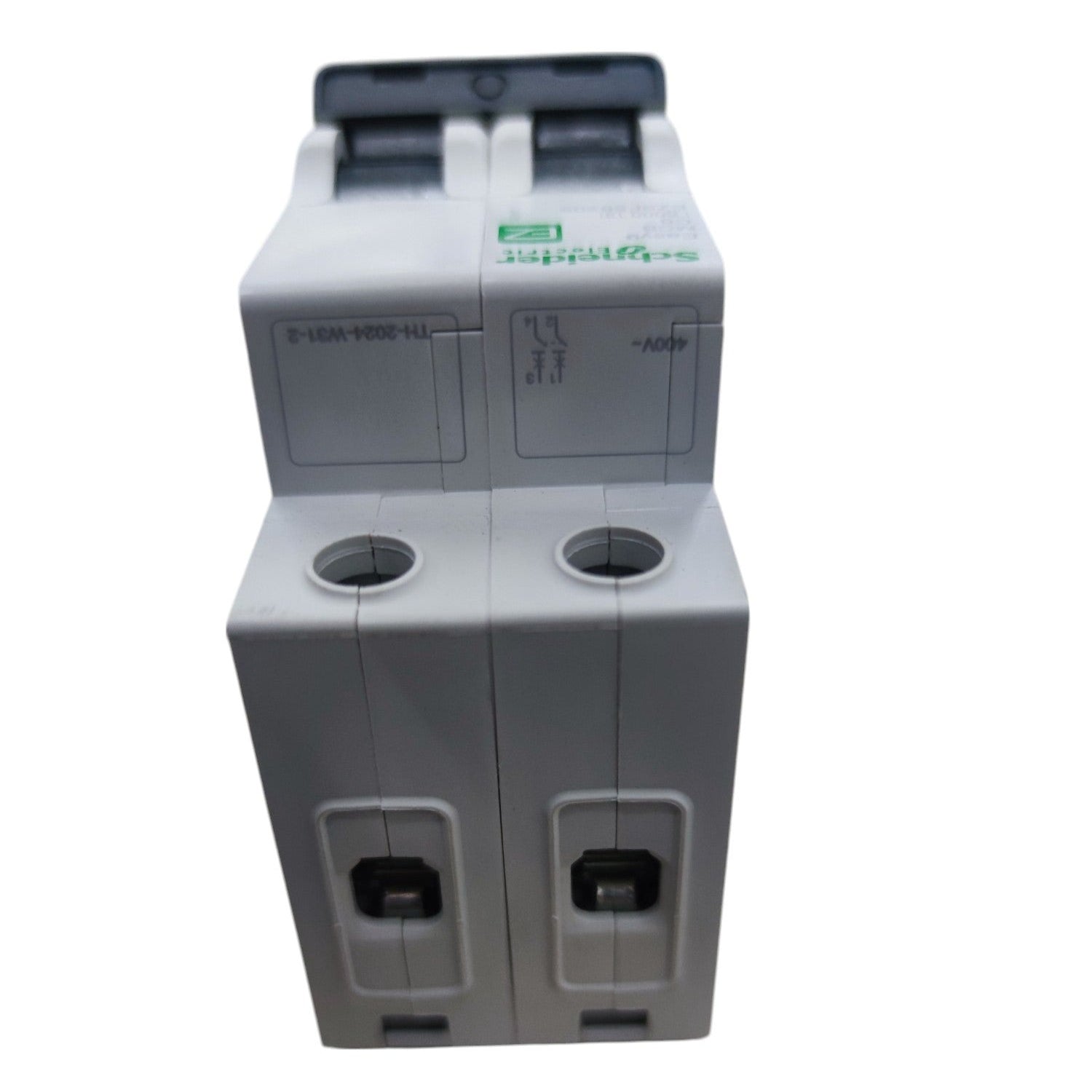 Electrical breaker switch on a white background