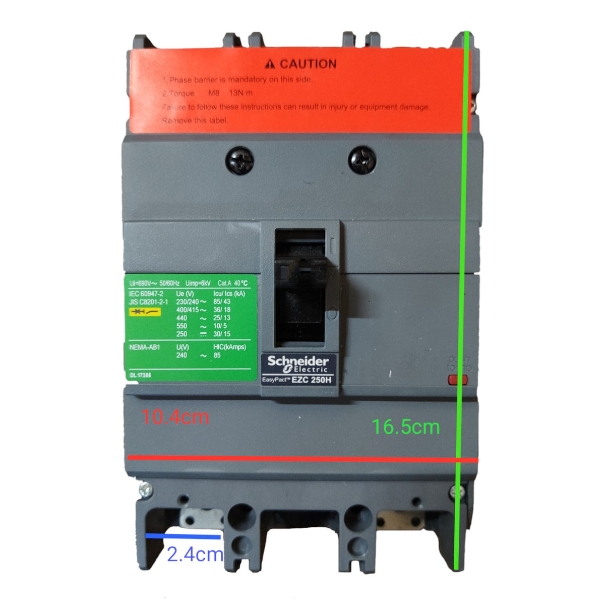 Schneider 200A 2 Pole MCCB Industrial Circuit Breaker Easy Pact Single Phase Industrial Type 36KAIC 250V EZC250H2200 I Electx Electrical Supply