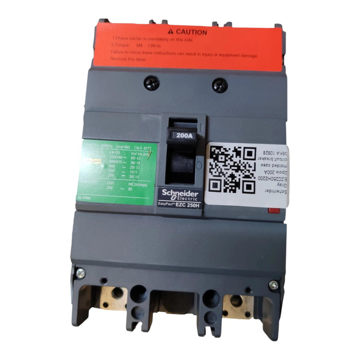 Schneider 200A 2 Pole MCCB Industrial Circuit Breaker Easy Pact Single Phase Industrial Type 36KAIC 250V EZC250H2200 I Electx Electrical Supply