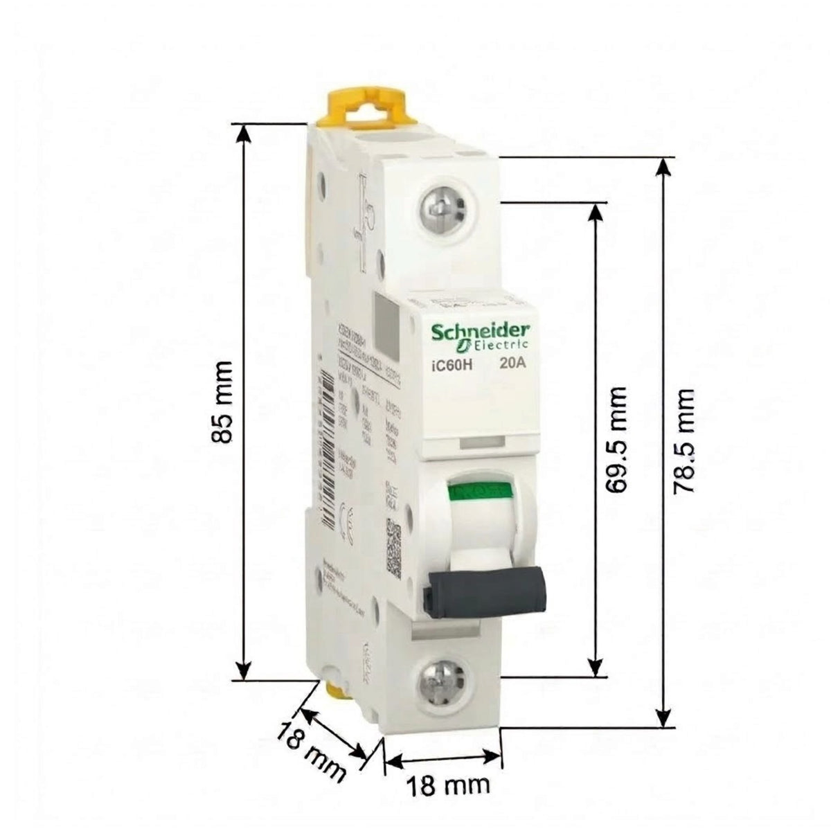 A MCCB circuit breaker shown next to its original white cardboard packaging box on a plain white background. The breaker is labeled BW32AAG and has a black switch handle in the off position.