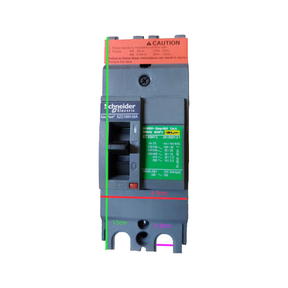 Schneider 30A 2 Pole Breaker Industrial Easy Pact Single Phase Industrial Circuit Breaker 25KAIC 250V EZC100H2030 MCCB