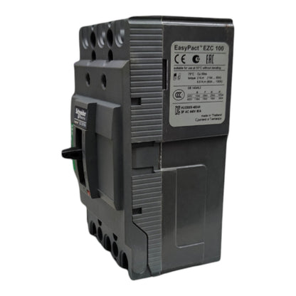 A Schneider Electric EasyPact EZC 100 AC contactor, model AC6038-60AS, shown from a three-quarter angle on a white background.