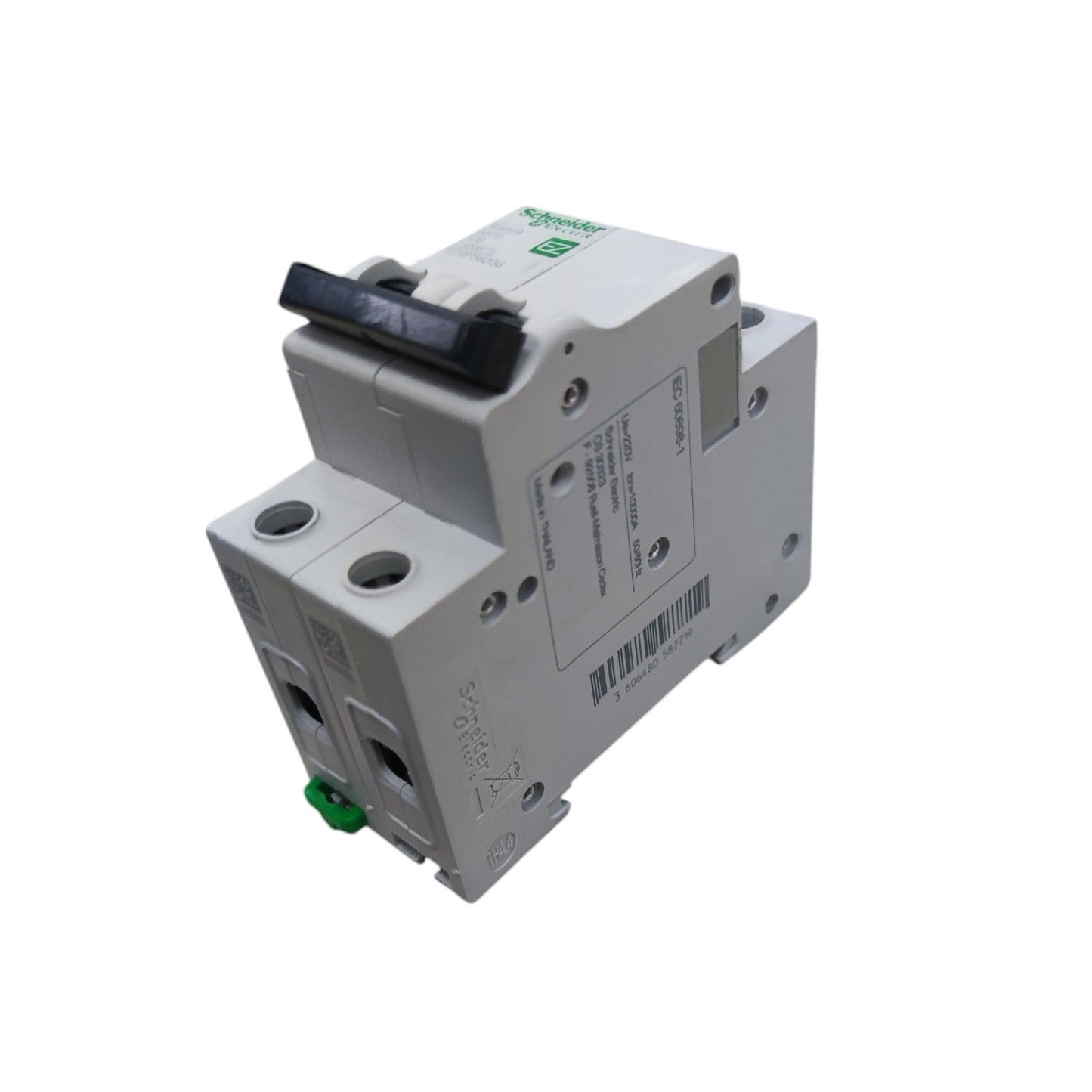 Electrical circuit breaker on a white background