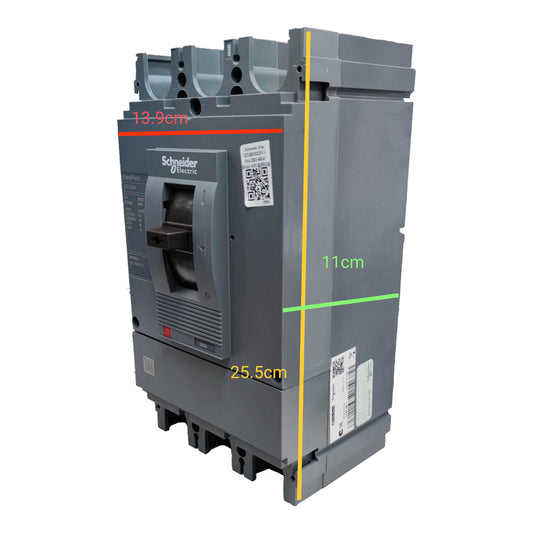 Schneider 350A 3 Pole Industrial Circuit Breaker with dimensions for electrical protection